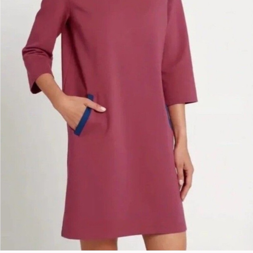 Betabrand Long Sleeve Dress in Mauve and Blue